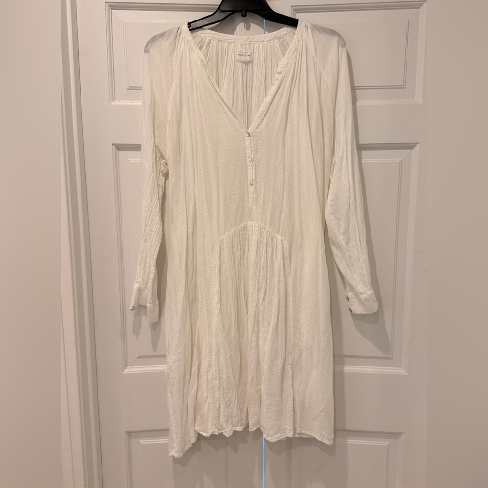 Honorine White Cotton Boho Short Dress Size L Beach Vacation Swim Coverup - Picture 3 of 8